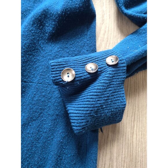 Christopher & Banks Blue Open Front Cardigan Sweater With Button Cuffs Size M - Picture 7 of 10